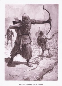 Asiatiske bueskyttere og anhengere, illustrasjon fra The Roman Soldier, 1928