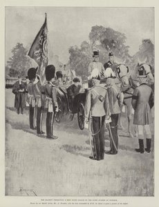 Hennes Majestet presenterer en New State Color til Scots Guards i Windsor