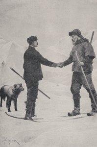 Møte mellom polfarerne Frederick George Jackson og Fridtjof Nansen, Franz Josef Land, 1896 av Amedee Forestier