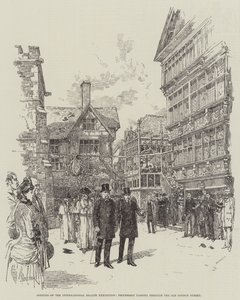 Åpning av den internasjonale helseutstillingen, prosesjon som går gjennom Old London Street