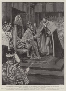 Kroningen, far og sønn, kong Edward og prinsen av Wales etter Hokage of the Heir-Apparent