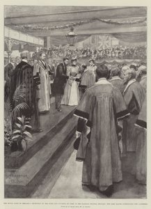 Det kongelige besøket i Irland, mottak av hertugen og hertuginnen av York på jernbanestasjonen, Belfast, Lord Mayor introduserer Aldermen