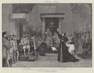 Rettssaken mot dronning Katharine i Shaksperes Henry VIII, produsert på Lyceum Theatre, 5. januar 1892