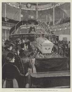 Den avdøde Mr CH Spurgeon, ser på kisten i Metropolitan Tabernacle, 9. februar 1892
