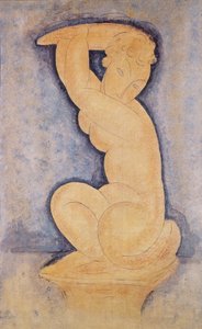 Caryatid, 1914 (blyant og wc) av Amedeo Modigliani