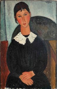 Elvira med hvit krage, 1917-1918. av Amedeo Modigliani