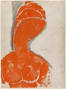 Kvinnebyste i rødt av Amedeo Modigliani