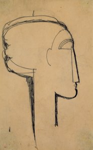 Head in Profile (kull på papir) av Amedeo Modigliani