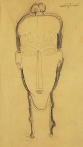 Head of a Caryatid in a Head Dress, 1911 av Amedeo Modigliani