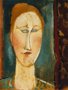 Hodet til en kvinne med rødt hår; Hodet til en kvinne med rødt hår, av Amedeo Modigliani