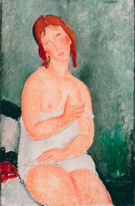 Ung kvinne med skjorte - Maleri av Amedeo Modigliani (1884-1920) av Amedeo Modigliani