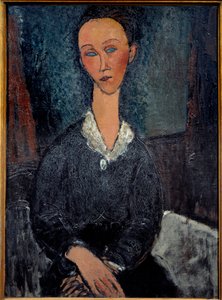 La woman au col blanc Maleri av Amedeo Modigliani (1884-1920) 20. århundre Sun. 0,92x0,6 m Grenoble, musee des Beaux Arts av Amedeo Modigliani