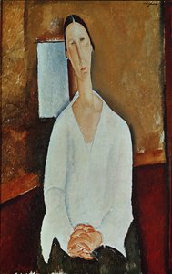 Madame Zborowska med knepne hender, ca. 1917 av Amedeo Modigliani