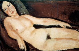 Naken på en sofa. Maleri av Amedeo MODIGLIANI (1884-1920)