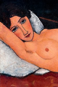 Naken liggende på en hvit pute, ca. 1917 (olje på lerret) av Amedeo Modigliani