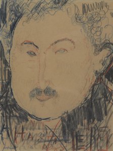Portrett av Adolphe Basler, ca. 1916 (conté fargestift) av Amedeo Modigliani
