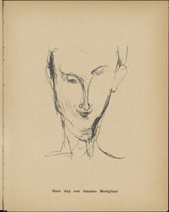 Portrett av Hans Arp 1886-1966, 1916. av Amedeo Modigliani