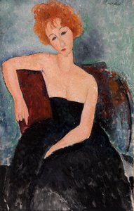 Rødhåret jente i aftenkjole av Amedeo Modigliani