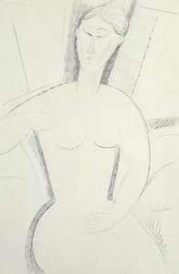 Kvinne sitter ned (blyant) av Amedeo Modigliani