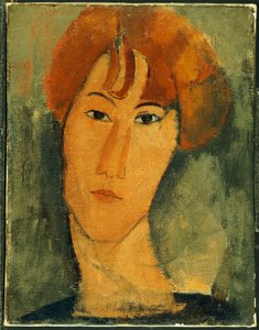 Ung kvinne med rødt hår iført en krage av Amedeo Modigliani