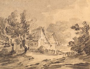 Hytte i et landskap, ca. 1805 (kritt, kull og vask)