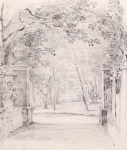 Utsikt fra inngangen til Bromley, ca. 1810 (blyant) av Amelia Long