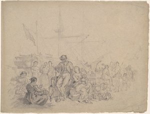 Havnescene av American 19th Century