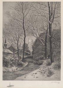 Månebelyst spasertur om vinteren av American 19th Century