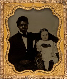 Portrett av en mann med barn av American 19th Century