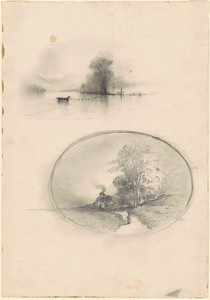 Sjølandskap og landskap av American 19th Century