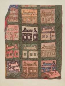 Tømmerhytte Patchwork Quilt av American 20th Century