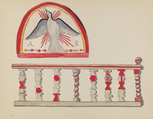 Plate 10: Holy Ghost Lunette: Fra porteføljen "Spanish Colonial Designs of New Mexico" av American 20th Century