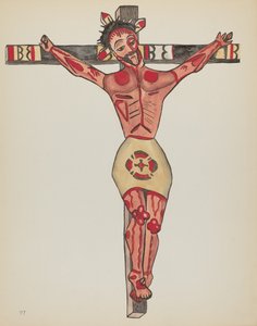 Plate 27: Kristus korsfestet, Mora: Fra porteføljen "Spanish Colonial Designs of New Mexico" av American 20th Century