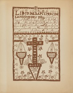 Plate 2: Jemez Book of Baptisms: Fra porteføljen "Spanske kolonialdesign i New Mexico" av American 20th Century