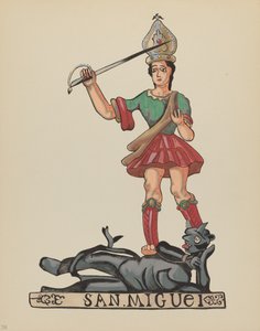 Plate 38: St. Michael: Fra porteføljen "Spanish Colonial Designs of New Mexico av American 20th Century