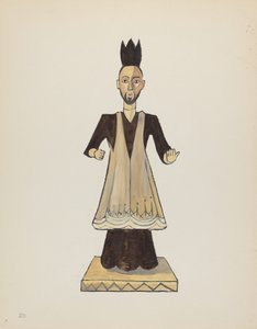 Plate 39: St. John Nepomuk Bulto: Fra porteføljen "Spanish Colonial Designs of New Mexico" av American 20th Century