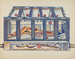 Plate 4: Kristus i graven: Fra porteføljen "Spanish Colonial Designs of New Mexico" av American 20th Century