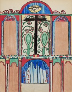 Plate 5: Hovedaltertavle, Santa Cruz: Fra porteføljen "Spanish Colonial Designs of New Mexico" av American 20th Century
