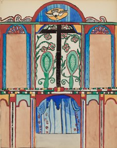 Plate 6: Kapellaltertavle, Santa Cruz: Fra porteføljen "Spanish Colonial Designs of New Mexico" av American 20th Century