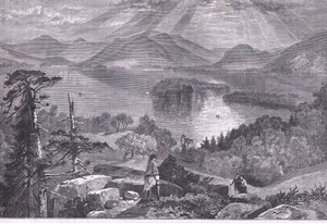 Long Island, Lake George, illustrasjon fra Cassells History of the United States utgitt av Cassell, Petter & Galpin, ca. 1900 (litho) av American English school