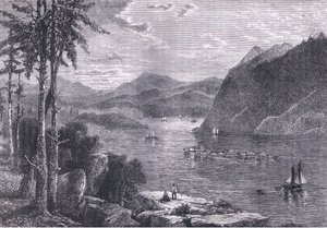 The Hudson Highlands, illustrasjon fra Cassells History of the United States utgitt av Cassell, Petter & Galpin, ca. 1900 (litho) av American English school