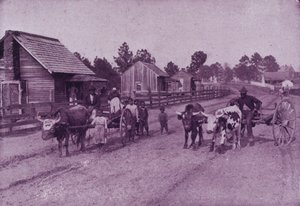 En landsbyscene med lykkelig innhold i Virginia (s/hv-bilde) av American Photographer (after)