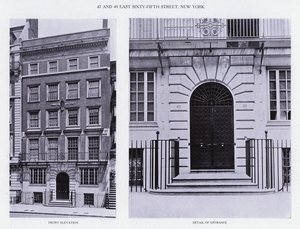 Charles A Platt: 47 og 49 East Sixty-Fifth Street, New York, Front Elevation, Detail of Entrance (s/hv-bilde) av American Photographer (after)