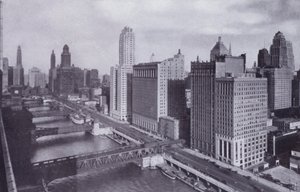 Chicago: Wacker Drive og Chicago River Bridges (s/hv-bilde) av American Photographer (after)
