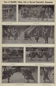 Bragder av Radcliffe College-jenter i Harvard Universitys gymsal (s/hvitt-bilde) av American Photographer (after)