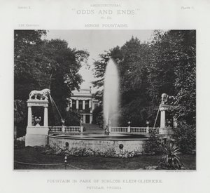 Fontene i parken ved Schloss Klein-Glienicke, Potsdam, Preussen (s/hvitt-bilde) av American Photographer (after)