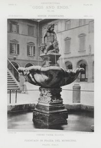 Fontene på Piazza Del Municipio, Prato, Italia (s/h-bilde) av American Photographer (after)