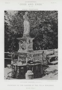 Fontene i hagen til Villa Borghese, Roma, Italia (s/hvitt bilde) av American Photographer (after)