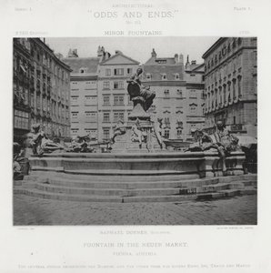 Fontene i Neuer Markt, Wien, Østerrike (s/hvitt bilde) av American Photographer (after)