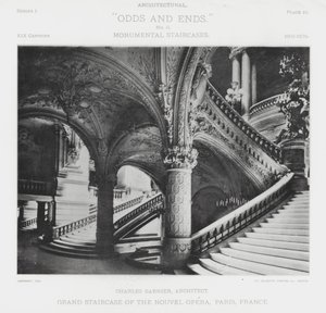 Grand Staircase of the Nouvel Opera, Paris, Frankrike (s/hv-bilde) av American Photographer (after)